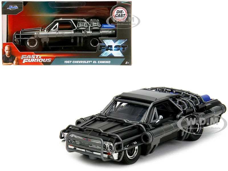 1967 Chevrolet El Camino with Cannons Matt Black "Fast X" (2023) Movie "Fast & Furious" Series 1/32 Diecast Model Car by Jada - Chevrolet Models