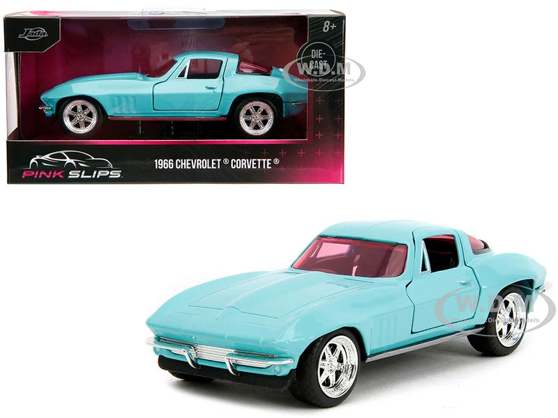 1966 Chevrolet Corvette Light Blue with Pink Tinted Windows "Pink Slips" Series 1/32 Diecast Model Car by Jada - Chevrolet Models