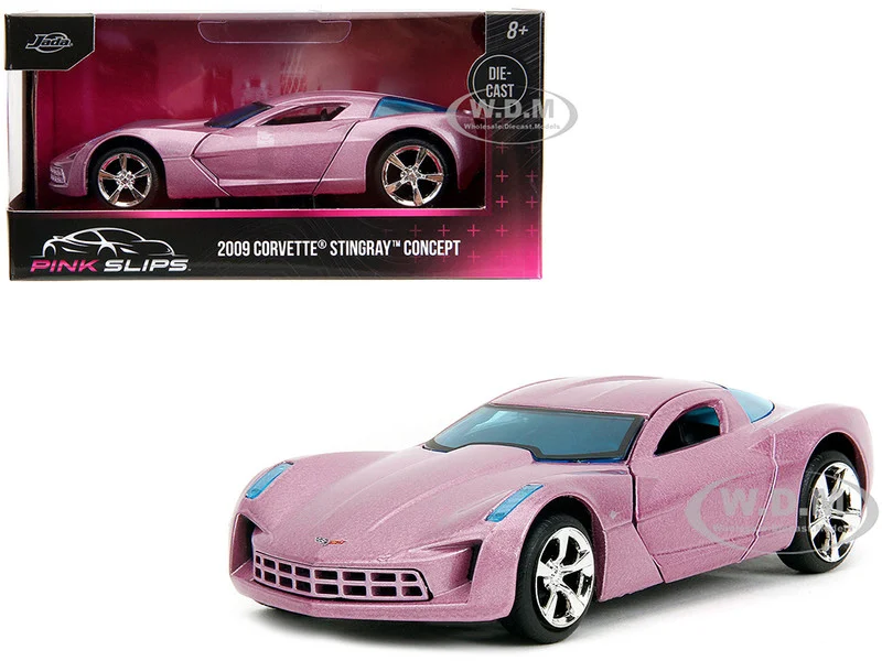 2009 Chevrolet Corvette Stingray Concept Pink Metallic with Blue Tinted Windows "Pink Slips" Series 1/32 Diecast Model Car by Jada - Chevrolet Models