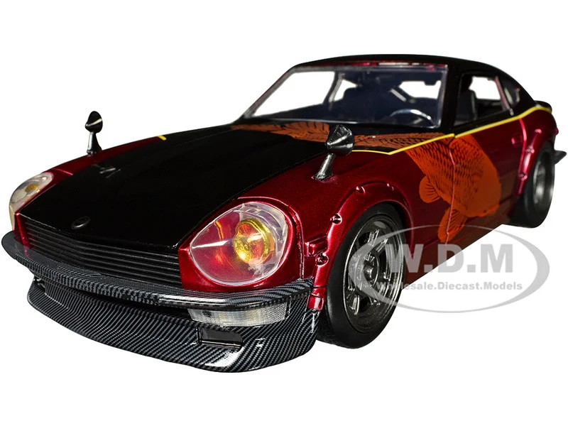 1972 Datsun 240Z Black and Red Metallic with Graphics "Fast X" (2023) Movie "Fast & Furious" Series 1/24 Diecast Model Car by Jada - Datsun Models