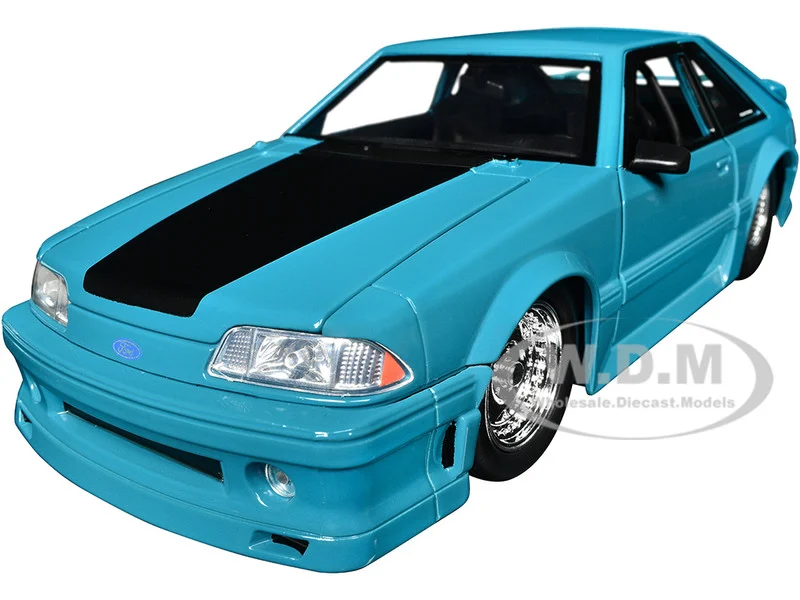 1989 Ford Mustang GT Blue with Black Hood Stripes "Fast & Furious" Series 1/24 Diecast Model Car by Jada - Ford Models