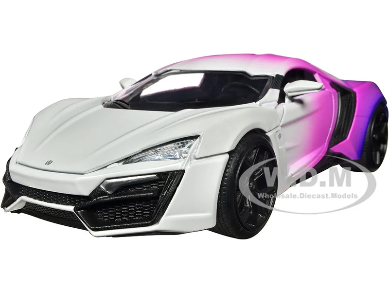 Lykan Hypersport White, Pink and Purple Gradient "Pink Slips" Series 1/24 Diecast Model Car by Jada - Lykan Hypersport Models