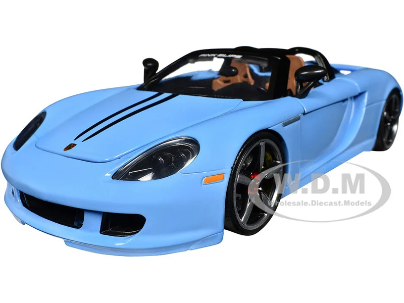 Porsche Carrera GT Convertible Blue with Black Stripes "Pink Slips" Series 1/24 Diecast Model Car by Jada - Porsche Models