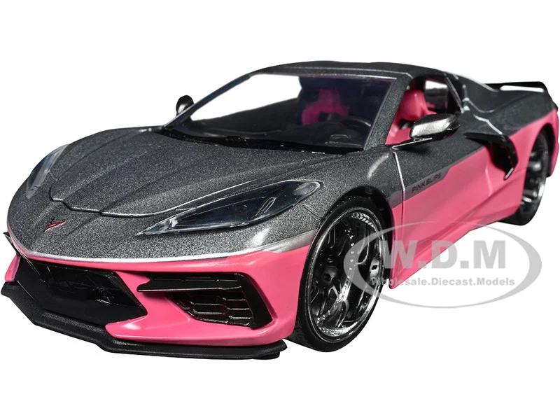 2020 Chevrolet Corvette Gray Metallic and Pink "Pink Slips" Series 1/24 Diecast Model Car by Jada - Chevrolet Models