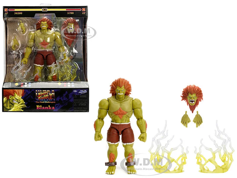Blanka 7.5" Moveable Figure with Accessories and Alternate Head and Hands "Ultra Street Fighter II: The Final Challengers" (2017) Video Game Model by Jada - Movie/TV Series Models
