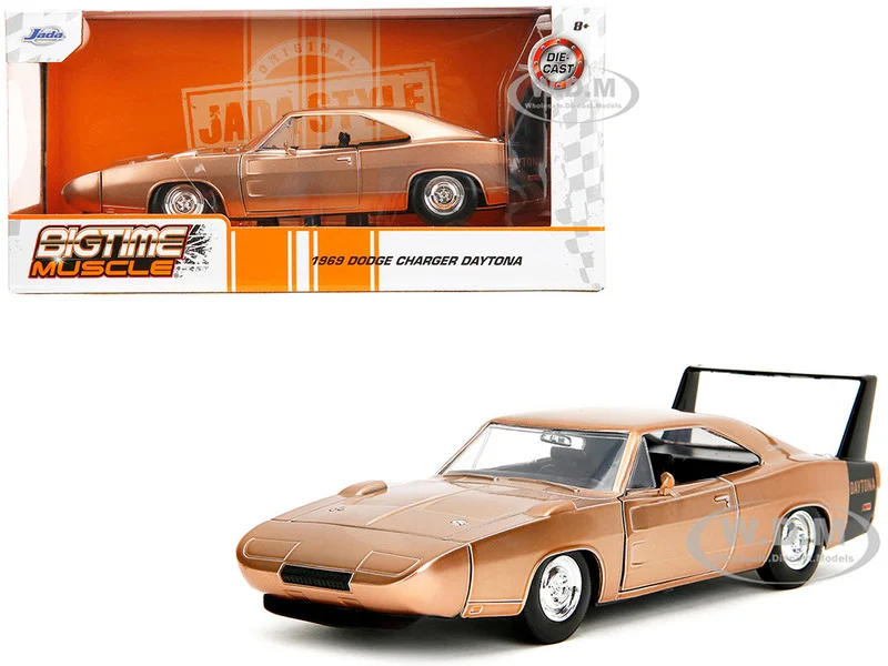 1969 Dodge Charger Daytona Bronze Metallic with Black Tail Stripe "Bigtime Muscle" Series 1/24 Diecast Model Car by Jada - Dodge Models