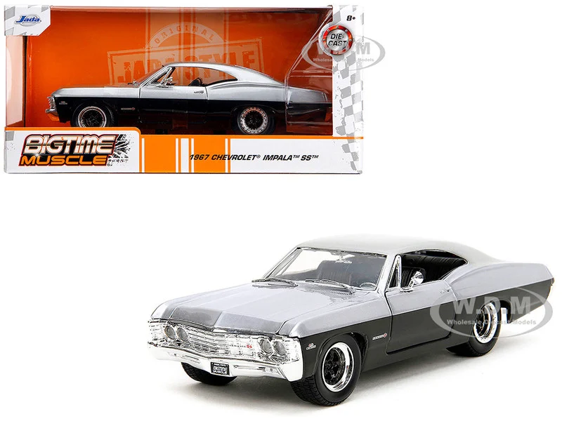 1967 Chevrolet Impala SS Silver Metallic and Black "Bigtime Muscle" Series 1/24 Diecast Model Car by Jada - Chevrolet Models