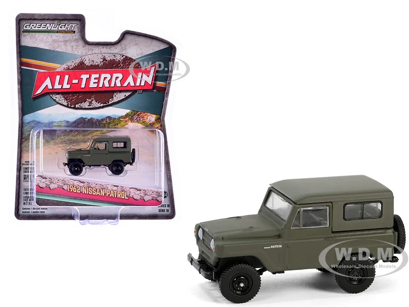 1962 Nissan Patrol Matt Olive Green "All Terrain" Series 16 1/64 Diecast Model Car by Greenlight - Nissan Models