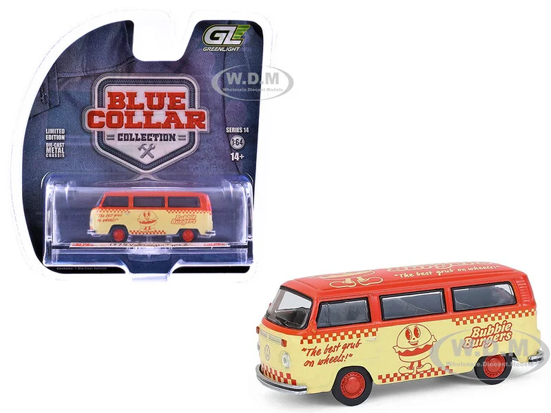 1975 Volkswagen Type 2 Van "Bubbie Burgers Food Truck" Orange and Cream "Blue Collar Collection" Series 14 1/64 Diecast Model Car by Greenlight - Volkswagen Models