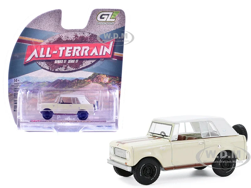 1967 International Scout 800 Sportop Cream with Brown Stripes and White Top "All Terrain" Series 17 1/64 Diecast Model Car by Greenlight - International Models