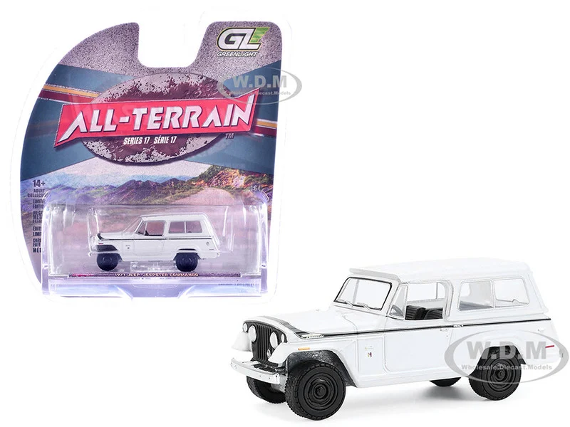 1971 Jeep Jeepster Commando White with Black Stripes "All Terrain" Series 17 1/64 Diecast Model Car by Greenlight - Jeep Models