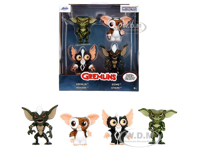 Set of 4 Diecast Figures "Gremlins" (1984) Movie "Metalfigs" Series Diecast Models by Jada - Movie/TV Series Models