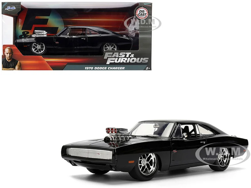 1970 Dodge Charger R/T Black "Furious 7" (2015) Movie "Fast & Furious" Series 1/24 Diecast Model Car by Jada - Dodge Models