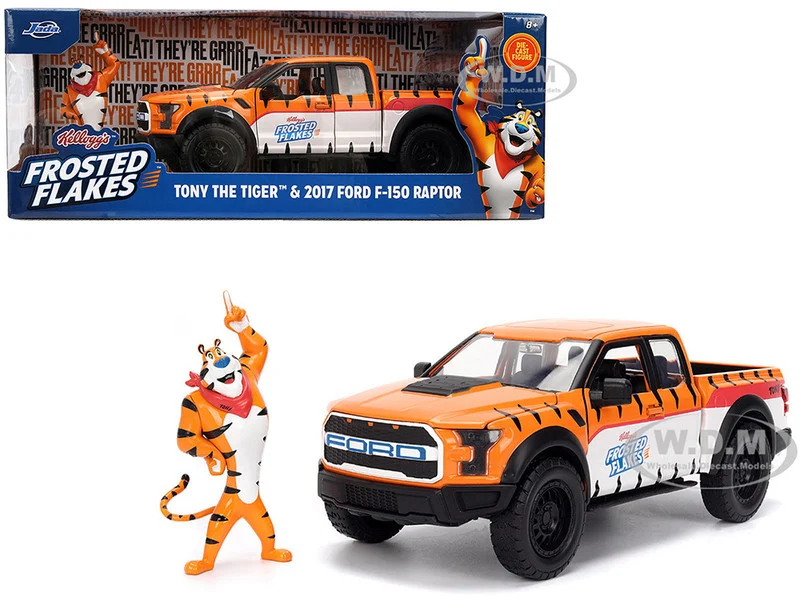 2017 Ford F-150 Raptor Pickup Truck "Frosted Flakes" Orange with Graphics and Tony the Tiger Diecast Figure "Hollywood Rides" Series 1/24 Diecast Model by Jada