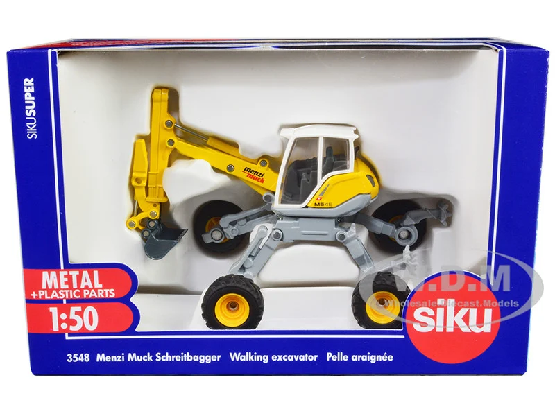 Menzi Muck M545 Walking Excavator Yellow with White Top 1/50 Diecast Model by Siku - Construction Models