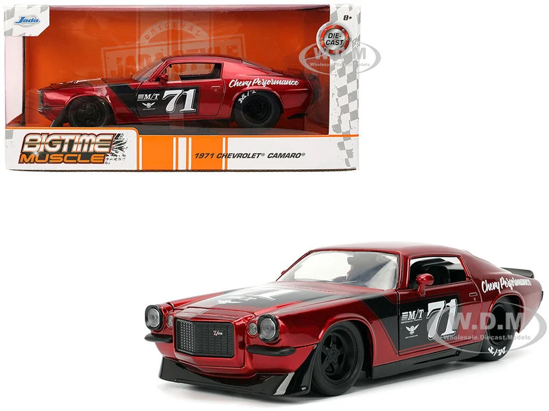 1971 Chevrolet Camaro #71 Red Metallic with Black Stripes "Bigtime Muscle" Series 1/24 Diecast Model Car by Jada - Chevrolet Models
