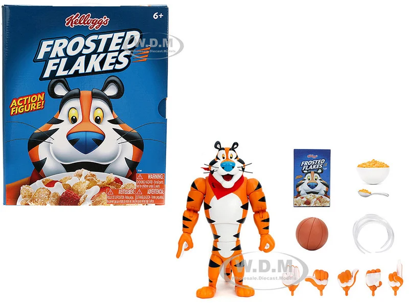 Tony the Tiger 6.75" Moveable Figure with Alternate Hands and Accessories "Kellogg's Frosted Flakes" Model by Jada - Movie/TV Series Models