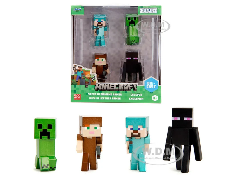 Set of 4 Diecast Figures "Minecraft" Video Game Wave 3 "Metalfigs" Series Diecast models by Jada - Movie/TV Series Models