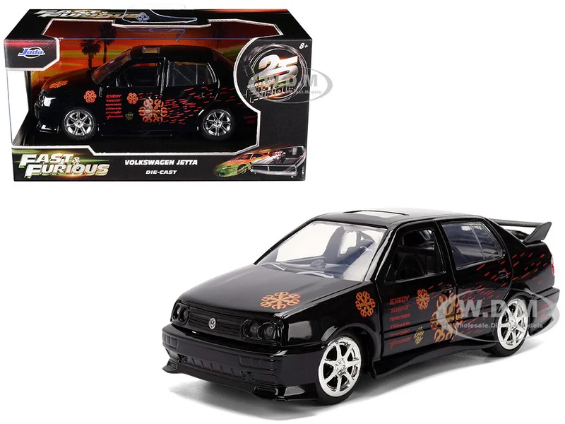 Volkswagen Jetta Black with Graphics "Fast & Furious Remix - 25th Anniversary" Series 1/32 Diecast Model Car by Jada