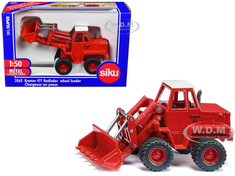 Kramer 411 Wheel Loader Red with White Top 1/50 Diecast Model by Siku - Construction Models