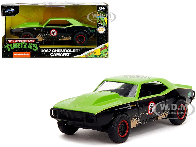 1967 Chevrolet Camaro "Teenage Mutant Ninja Turtles" Black and Green (Dirty) "Hollywood Rides" Series 1/32 Diecast Model Car by Jada - Chevrolet Models