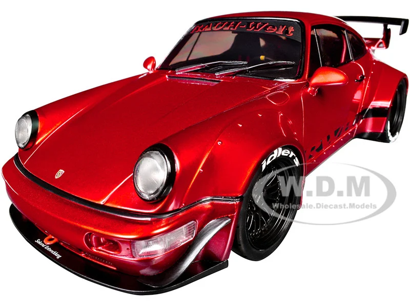 RWB Body Kit Red Metallic with Black Stripes "Pink Slips" Series 1/18 Diecast Model Car by Jada - Porsche Models