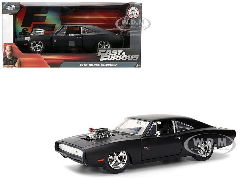 1970 Dodge Charger R/T Matt Black "Fast & Furious" (2009) Movie "Fast & Furious" Series 1/24 Diecast Model Car by Jada - Dodge Models