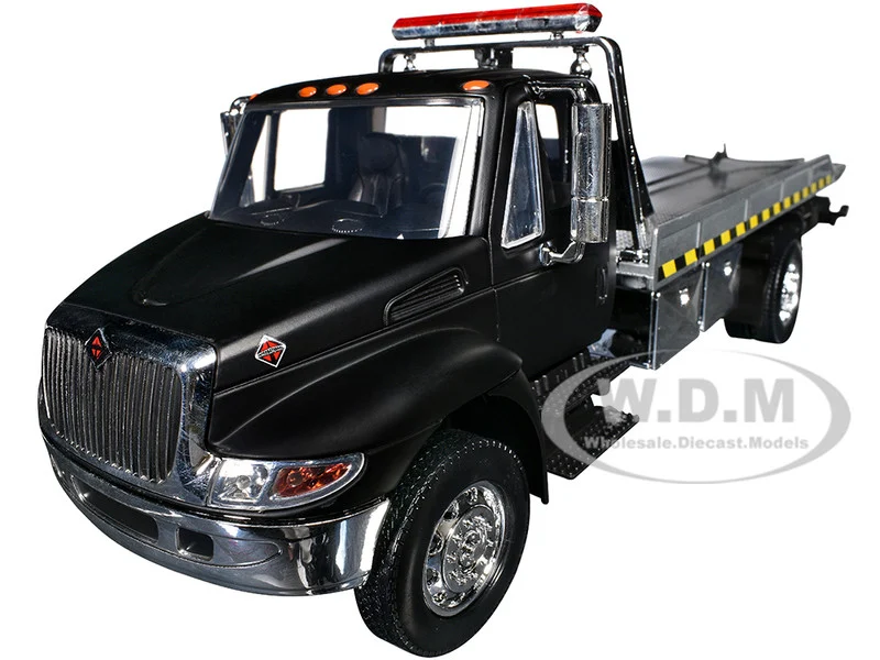 International DuraStar 4400 Flatbed Tow Truck Matt Black 1/24 Diecast Model Car by Jada - International Models