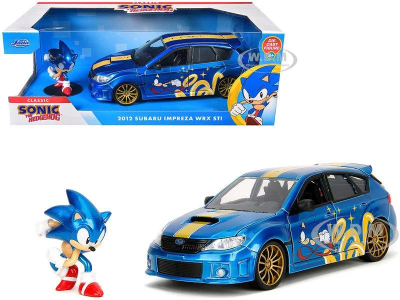 35871-l__50400.1722447652.800.600.webp 2012 Subaru Impreza WRX STI Blue Metallic with Graphics and Sonic The Hedgehog Diecast Figure "Sonic The Hedgehog" "Hollywood Rides" Series 1/24 Diecast Model Car by Jada - Subaru Models