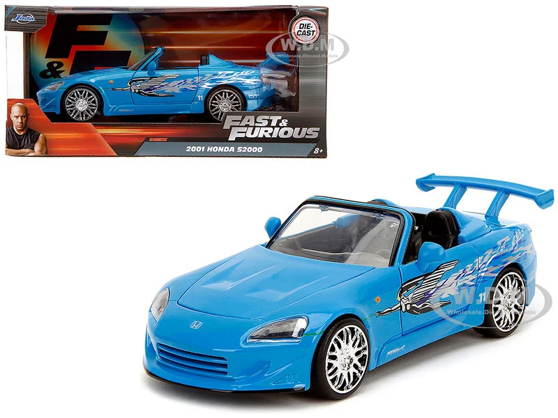 2001 Honda S2000 Convertible Blue with Graphics "Fast & Furious Remix" Series 1/24 Diecast Model Car by Jada - Honda Models