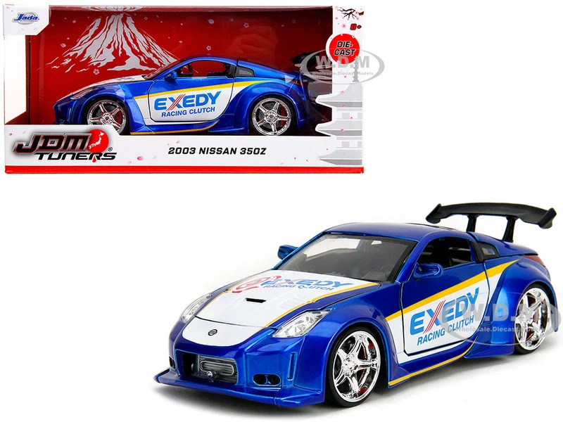 2003 Nissan 350Z "Exedy Racing Clutch" Candy Blue and White "JDM Tuners" Series 1/24 Diecast Model Car by Jada - Nissan Models