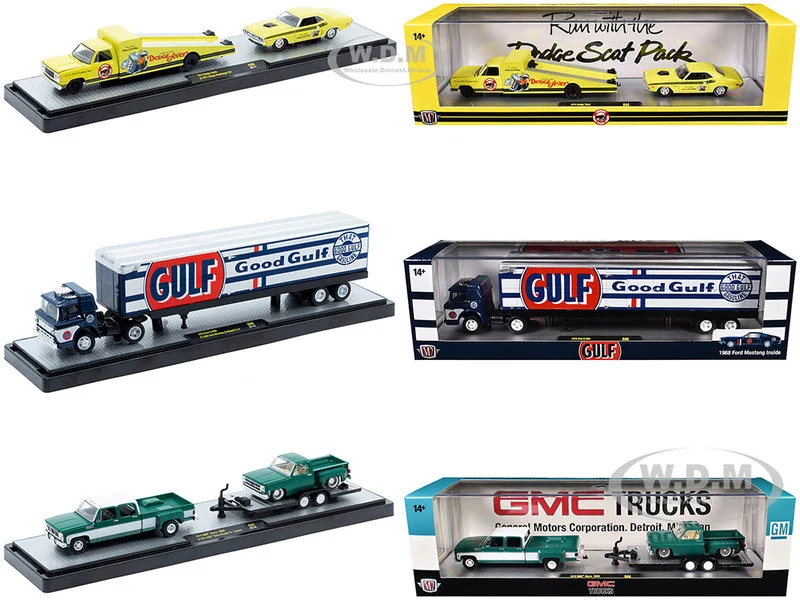 Auto Haulers Set of 3 Trucks Release 88 Limited Edition to 9600 pieces Worldwide 1/64 Diecast Models by M2 Machines - 1/64 Scale Sets