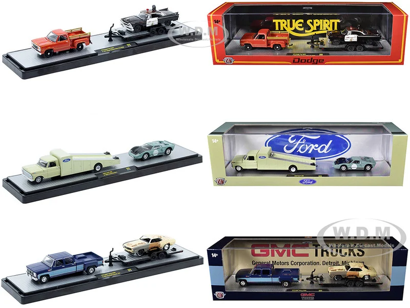 Auto Haulers Set of 3 Trucks Release 89 Limited Edition to 8000 pieces Worldwide 1/64 Diecast Models by M2 Machines - 1/64 Scale Sets