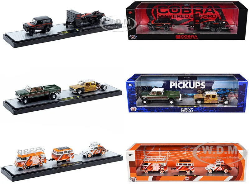 Auto Haulers Set of 3 Trucks Release 90 Limited Edition to 8000 pieces Worldwide 1/64 Diecast Models by M2 Machines - 1/64 Scale Sets