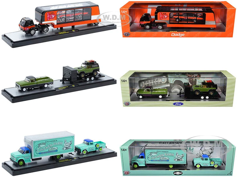 Auto Haulers Set of 3 Trucks Release 91 Limited Edition to 8000 pieces Worldwide 1/64 Diecast Models by M2 Machines - 1/64 Scale Sets
