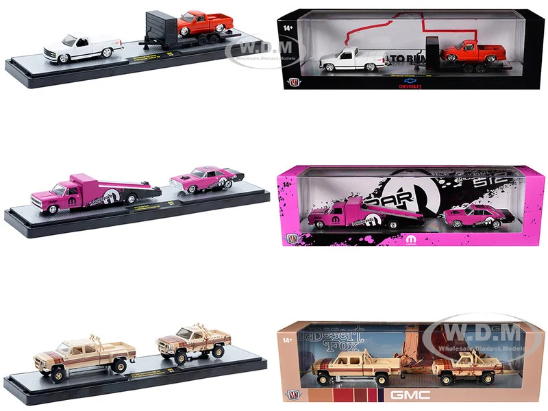 Auto Haulers Set of 3 Trucks Release 95 Limited Edition to 6000 pieces Worldwide 1/64 Diecast Models by M2 Machines - 1/64 Scale Sets