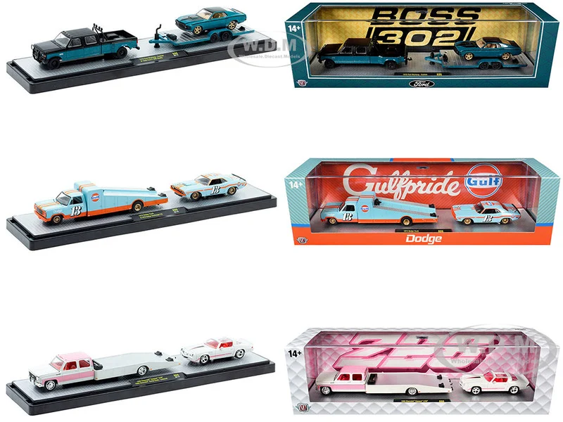 Auto Haulers Set of 3 Trucks Release 99 Limited Edition to 7600 pieces Worldwide 1/64 Diecast Models by M2 Machines - 1/64 Scale Sets