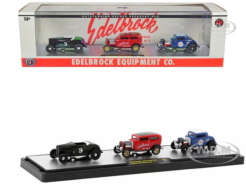"Edelbrock Equipment Co." Set of 3 Pieces Limited Edition to 2750 pieces Worldwide 1/64 Diecast Models by M2 Machines - 1/64 Scale Sets