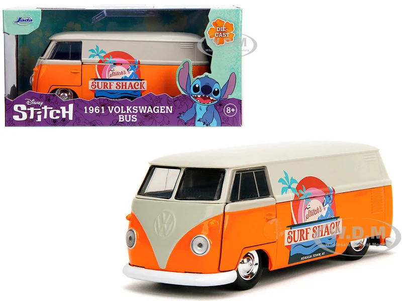 1961 Volkswagen Bus "Stitch's Surf Shack" Orange and Gray "Disney's Stitch" "Hollywood Rides" Series 1/32 Diecast Model Car by Jada - Volkswagen Models