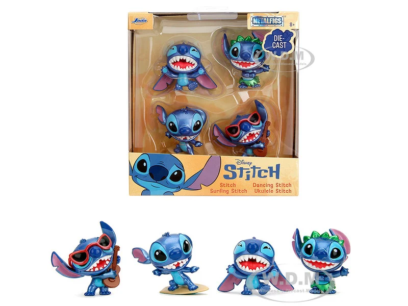 Set of 4 Diecast Figures "Disney's Stitch" "Metalfigs" Series Diecast Models by Jada - Movie/TV Series Models