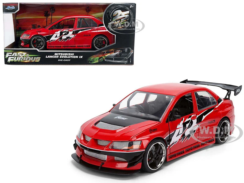 Sean's Mitsubishi Lancer Evolution IX RHD (Right Hand Drive) Red with Graphics "The Fast and the Furious: Tokyo Drift" (2006) Movie "Fast & Furious 25 Years" Series 1/24 Diecast Model Car by Jada - Movie/TV Series Models