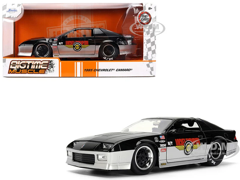 1985 Chevrolet Camaro Z28 "Mickey Thompson" Black and Silver Metallic "Bigtime Muscle" Series 1/24 Diecast Model Car by Jada - Chevrolet Models