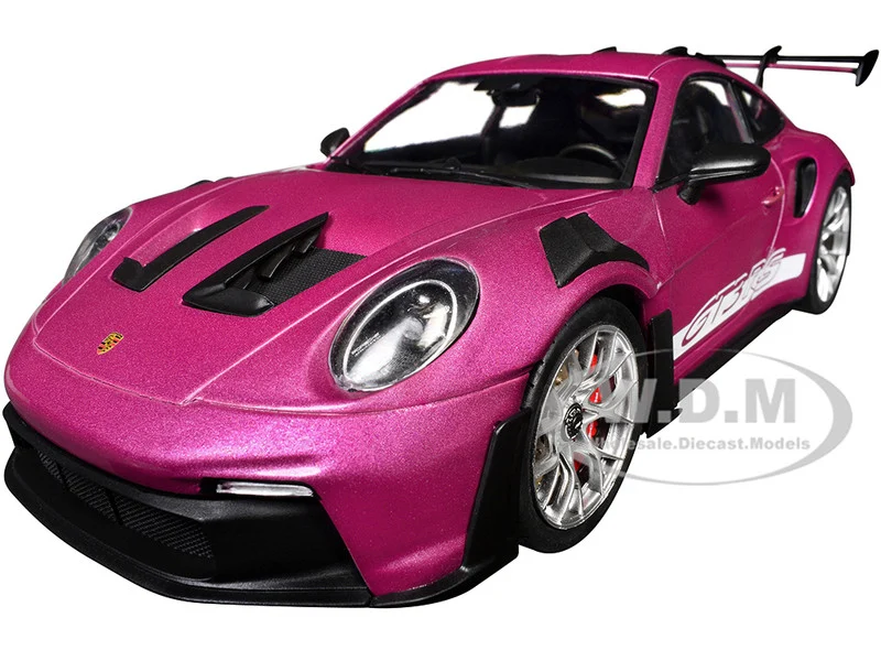 Porsche 911 GT3 RS Red Violet Metallic with White Stripes "Pink Slips" Series 1/18 Diecast Model Car by Jada - Porsche Models