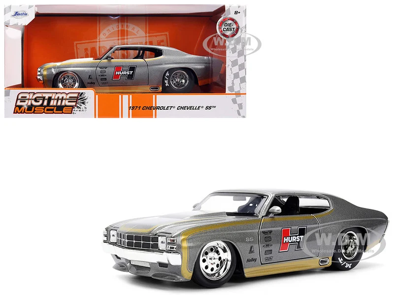 1971 Chevrolet Chevelle SS "Hurst" Gray Metallic with Gold Stripes "Bigtime Muscle" Series 1/24 Diecast Model Car by Jada - Chevrolet Models