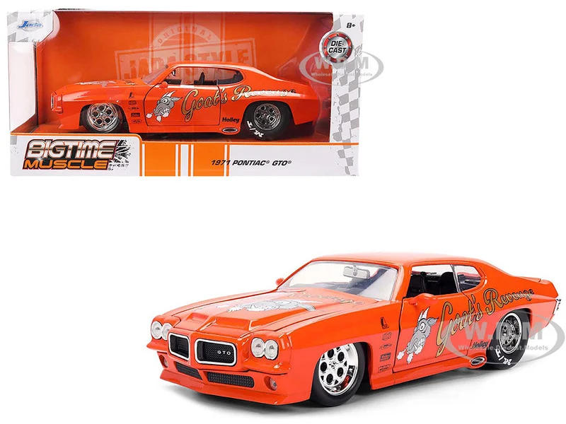 1971 Pontiac GTO "Goat's Revenge" Orange with Graphics "Bigtime Muscle" Series 1/24 Diecast Model Car by Jada - Pontiac Models