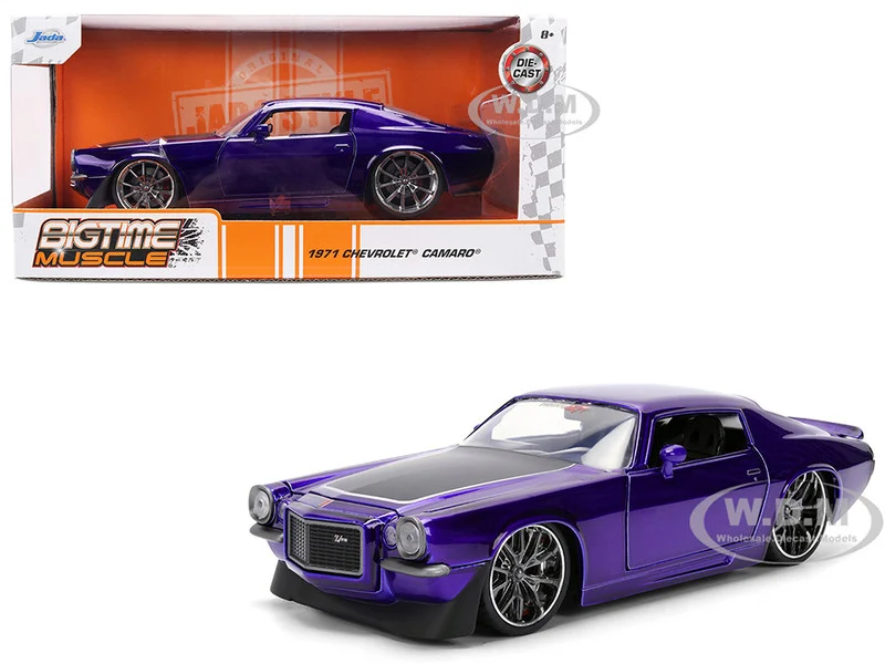 1971 Chevrolet Camaro Z/28 Purple Metallic with Black Hood "Bigtime Muscle" Series 1/24 Diecast Model Car by Jada - Chevrolet Models