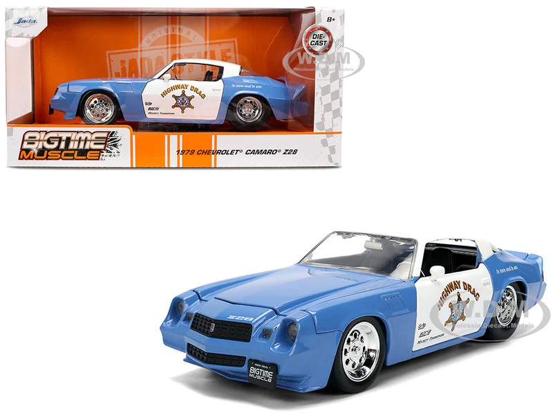 1979 Chevrolet Camaro Z28 Police "Highway Drag" Blue and White "Bigtime Muscle" Series 1/24 Diecast Model Car by Jada - Chevrolet Models