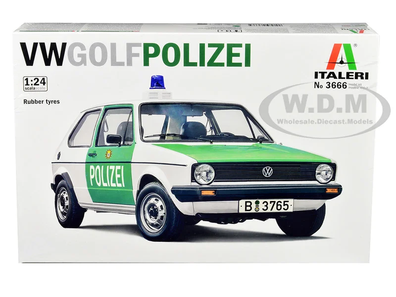 Skill 3 Model Kit 1978 Volkswagen Golf "Berlin Polizei (Police) Department" 1/24 Scale Model by Italeri - Police Models