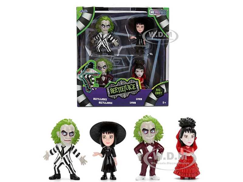 Set of 4 Diecast Figures "Beetlejuice" (1988) Movie "Metalfigs" Series by Jada - Movie/TV Series Models