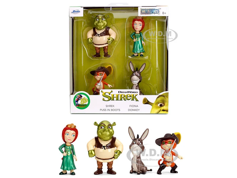 Set of 4 Diecast Figures "Shrek" (2001) Movie "Metalfigs" Series by Jada - Movie/TV Series Models
